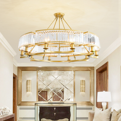 De moderne Amerikaanse Luxe die HOOFD van Crystal Chandelier Simple Atmosphere Twee doelen dienend Hall Light hangen