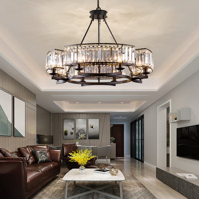 De moderne Amerikaanse Luxe die HOOFD van Crystal Chandelier Simple Atmosphere Twee doelen dienend Hall Light hangen