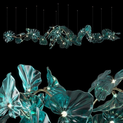 De grote Hal van het de Traphotel van Glasemerald lotus leaves shape chandelier for