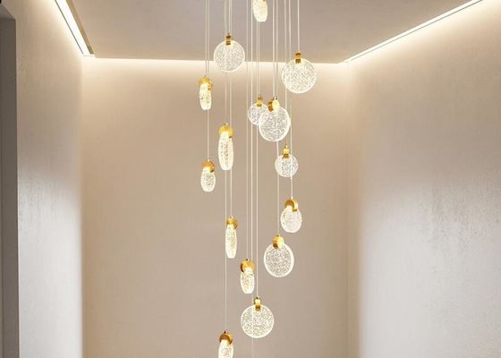 Hoogte 2m Postmodern Roterende Trede 265V Crystal Glass Ceiling Lights
