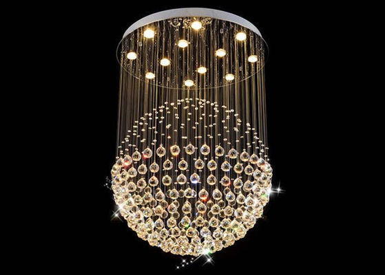 Roestvrije staal Crystal Pendant Light For Hotel van de luxe het Noordse Daling