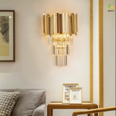 Huishotel Modern Crystal Wall Lights Luxury E14 x 2