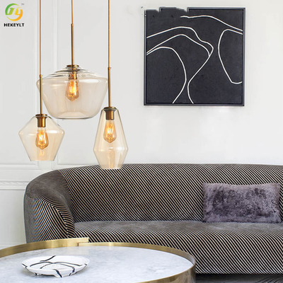 E26 ontruim/Amber Glass Nordic Pendant Light voor Hotel/Woonkamer/Toonzaal