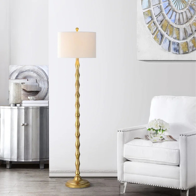 Gouden Witte E26 Traditionele de Staande lamp Moderne Decoratie van het stoffenmetaal
