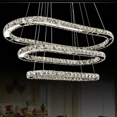 De binnenlandse Hangende Slaapkamer van Roestvrij staal Moderne Geleide Crystal Pendant Light For Villa