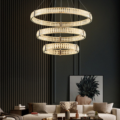 De aangepaste Woonkamer HOOFD Gouden van Crystal Pendant Light Apartment Artistic