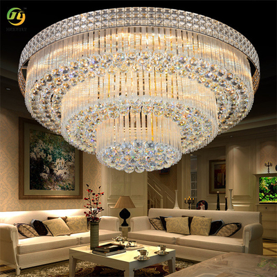 Klassieke Luxe Goud Moderne Led Kristallen Plafondlamp E14 Lampvoet