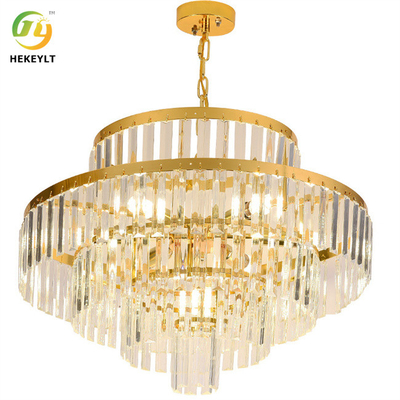 E14 kristallen hanglamp luxe goud en helder voor woonkamer