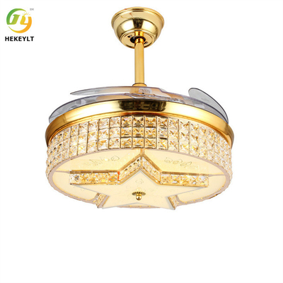 72W 42 van Hoofd duimdownrod Slim Crystal Gold Ceiling Fan Light met Afstandsbediening