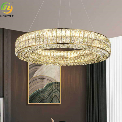 Het hangen van Ringen Geleid Crystal Pendant Light Luxury Home Hall Hotel Decoration