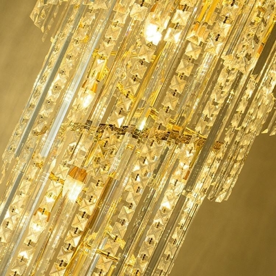 Groot Aangepast Certificatiedecor Modern Crystal Chandelier Dining Gold Stairs