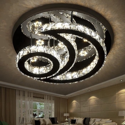 LEIDEN van het luxeroestvrije staal Plafond Licht Modern Duidelijk Crystal Round Ceiling Light
