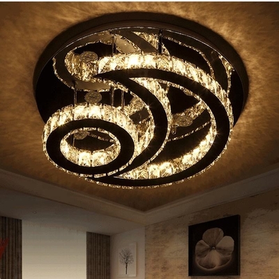 LEIDEN van het luxeroestvrije staal Plafond Licht Modern Duidelijk Crystal Round Ceiling Light