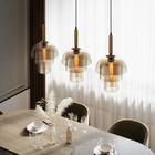 Licht van de het Glastegenhanger van het messingsglas het Moderne Enige Gouden voor Keuken 25 X 28 Cm