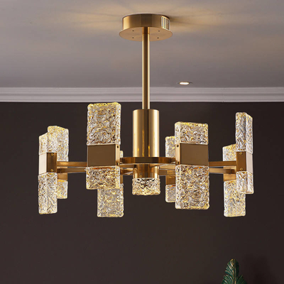 E14 Gouden de Luxe Moderne van het Hoofd ijzerglas Crystal Chandelier For Living Room