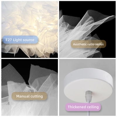 Moderne Noorse creatieve witte garen LED kandelaar eenvoudig witte wolk hanger licht voor slaapkamer