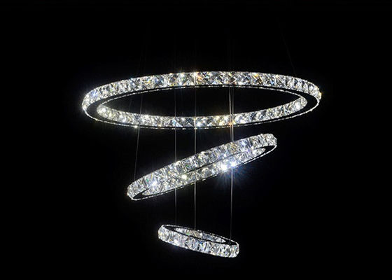 Het Roestvrije staal Modern Ring Light van Diamond Crystal Chrome Mirror Finish 64W