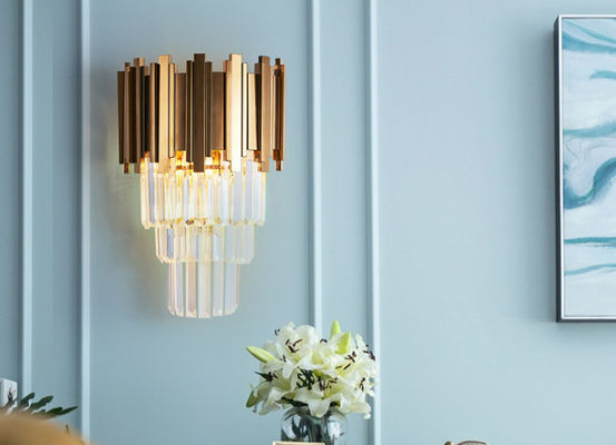 Moderne Goldmetal Luxe Muurlamp Indoor IJzeren Kristallen Muurlamp
