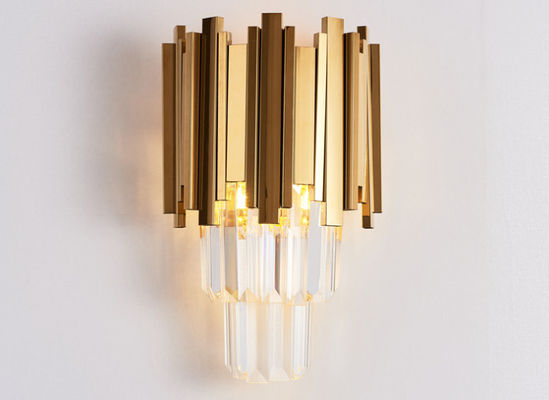 Moderne Goldmetal Luxe Muurlamp Indoor IJzeren Kristallen Muurlamp