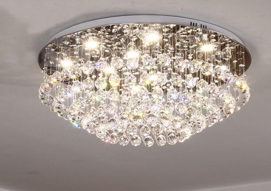 Modern Buitensporig Rond Duidelijk Crystal Led Ceiling Light Gu 10 Binnen