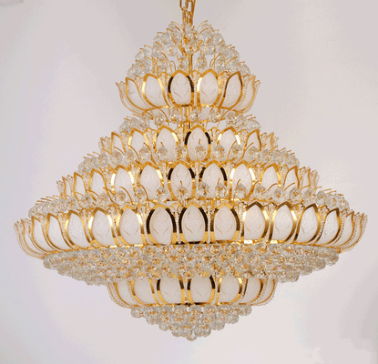 Gouden Glas E14 Geleid Crystal Pendant Light 2700k Crystal Ceiling Lights