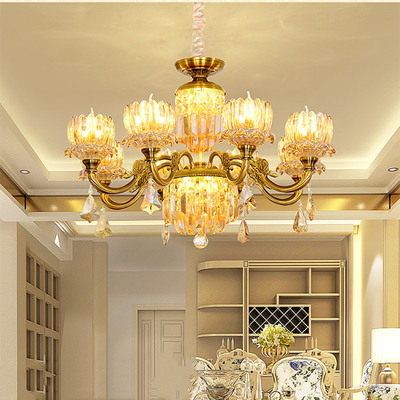 Binnenwoonkamer die Crystal Pendant Light Glass Gold-Luxe Moderne Stijl hangen