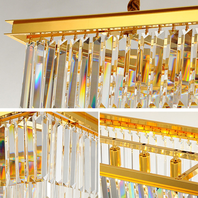 Binnen Decoratieve Moderne Tegenhanger Crystal Ceiling Lights Gold L90*W35*H50cm